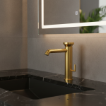 HOBasin Gold PLANMitigeur chaud et froid d&rsquo;évier à poignée unique, Laiton massif, Robinets de ark montés sur le pont noir