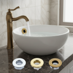 Couvercle de trop-plein rond pour trou d&rsquo;évier, anneau en cuivre de remplacement pour lavabo, couvercle de trop-plein en laiton, insertion de robinet de lavabo de salle de bains, décorations de maison