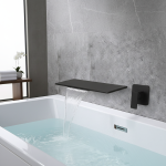 EllMAIDI-Lavabo mural en laiton massif, robinet de centre commercial, robinet de baignoire noir, robinet de baignoire, bec cascade, F/05 et HOBasin, 256