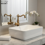 Robinet d&rsquo;évier de salle de bains, robinet de lavabo en Bronze Antique, robinet d&rsquo;eau à poignée unique, eau froide et chaude FA9100