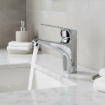 Robinet de lavabo de salle de bains chromé, mitigeur monotrou monté sur le pont, évier de cuisine, robinet d&rsquo;eau chaude et froide avec tuyau G1/2