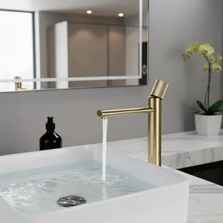 Robinet moleté Robinet de lavabo en or brossé Robinets de salle de…