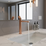 Robinet de lavabo en or rose brossé Robinet de salle de bain moleté Mitigeur monotrou pour évier chaud et froid Pont Mite