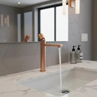 Robinet de lavabo en or rose brossé Robinet de salle de bain moleté…