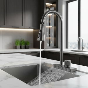Cascade évier tirer Type robinet de cuisine mélangeur chaud-froid légumes lavage robinet bassin plusieurs sorties d&rsquo;eau Rotation volant pluie robinet