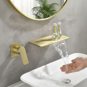 Robinet de lavabo de salle de bains cascade mural en laiton, Installation dissimulée, robinet de lavabo, robinet de baignoire, robinet de remplissage de baignoire