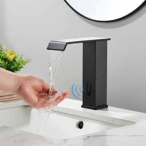 Bain de luxe capteur intelligent bassin cascade robinet eau chaude et froide mitigeur automatique sans contact courte haute grue pour salle de bain bassin Bain de luxe capteur intelligent bassin cascade robinet eau chaude et froide mitigeur automatique sans contact courte haute grue pour salle de bain bassin