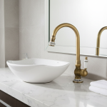 Robinet de lavabo en laiton vintage à poignée unique – Robinet mitigeur d&rsquo;évier de salle de bain pour installation à 1 trou, robinet d&rsquo;eau chaude et froide antique