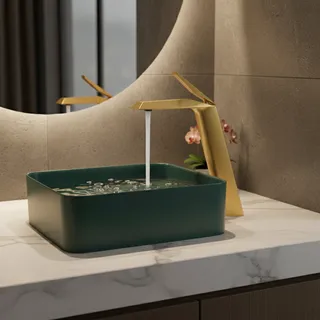 Robinet lavabo laiton massif brossé doré PVD monotrou monolevier…