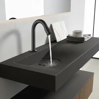 Bagnolux robinet vasque noir mat laiton massif col cygne profil bas…