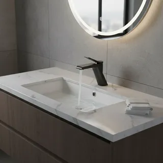 Mitigeur lavabo bec haut cascade monocommande monotrou vasque noir mat…