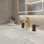 Robinet de lavabo cascade de salle de bains, robinets de lavabo noirs montés sur le pont, robinet d&rsquo;eau chaude et froide, robinets mélangeurs d&rsquo;évier chromés