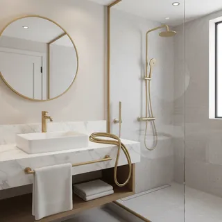 Tuyau douche flexible laiton brossé 150cm fileté raccords hexagonaux…