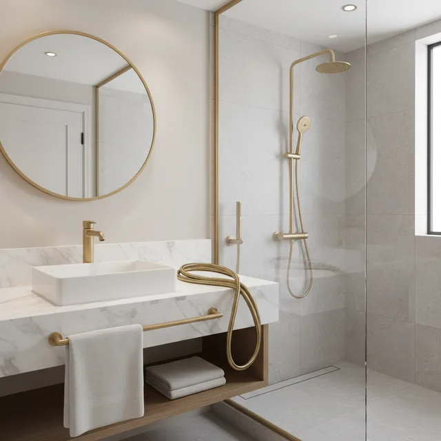 Tuyau douche flexible laiton brossé 150cm fileté…