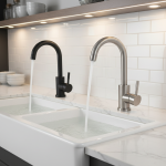 HOBasin-Robinet de grue de centre commercial en acier inoxydable, robinet d&rsquo;évier rotatif à 304 °, poignée unique, noir et blanc, robinet de lavage chaud et froid, 360