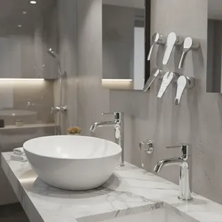 Salle de bains robinet chaud et froid lavabo robinet poignée…