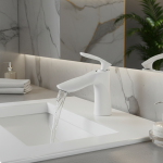 Robinet de salle de bains en céramique, cuisine, lavabo d&rsquo;eau froide et chaude, mitigeur d&rsquo;évier, feuille d&rsquo;érable, robinet cascade monté sur le pont, robinetterie à trou unique