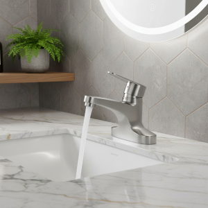 Robinet de salle de bains brossé en acier inoxydable 304, robinets d&rsquo;évier, robinet de cuisine à levier unique, robinet mitigeur de lavabo d&rsquo;eau froide et chaude