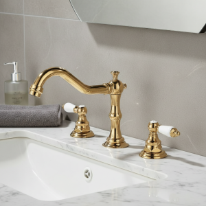 Évier en laiton chromé antique, robinet d’eau de lavage chaud et froid, trous annulés, F/05 et 3 Évier en laiton chromé antique, robinet d’eau de lavage chaud et froid, trous annulés, F/05 et 3