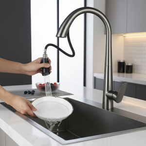 Robinet de lavabo en laiton, tête de pulvérisation cachée, robinet de Surface extractible, robinet d’évier de salle de bains, robinet de cuisine, robinet mitigeur monotrou Robinet de lavabo en laiton, tête de pulvérisation cachée, robinet de Surface extractible, robinet d’évier de salle de bains, robinet de cuisine, robinet mitigeur monotrou