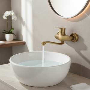 KEMAIDI robinet mitigeur d&rsquo;évier de lavabo de baignoire en laiton Antique mitigeur de lavabo de salle de bains rotatif à 360 degrés monté au mur