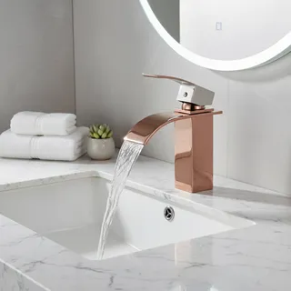 Mitigeur lavabo cascade monocommande laiton cuivré finition miroir…