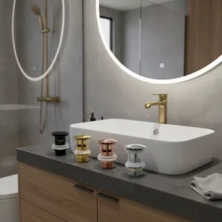 Bonde lavabo mécanisme clic clac laiton finition noir mat chrome or…