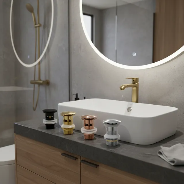 Bonde lavabo mécanisme clic clac laiton finition noir…