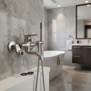 Robinet de baignoire de douche en acier inoxydable 304, Nickel brossé, adaptateur de robinet de douche en laiton massif, pied incurvé à Angle réglable Robinet de baignoire de douche en acier inoxydable 304, Nickel brossé, adaptateur de robinet de douche en laiton massif, pied incurvé à Angle réglable