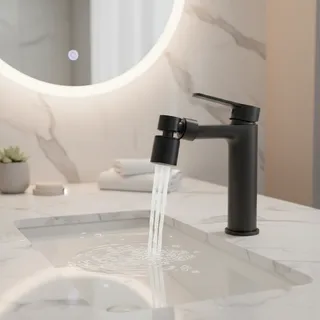 Nouveau Buse de robinet de lavabo noir 2 modes 360 ° Robinet rotatif…
