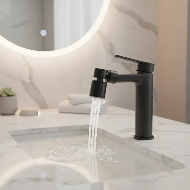 Nouveau Buse de robinet de lavabo noir 2 modes 360 °…