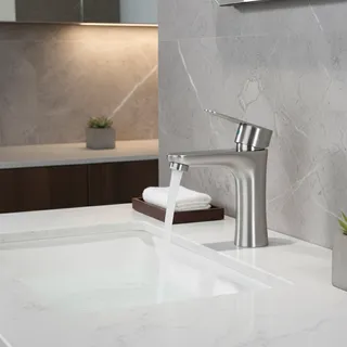 Mitigeur lavabo monocommande monotrou acier inoxydable 304 brossé gris…
