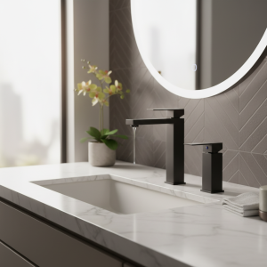 Shinesia robinets de salle de bains en acier inoxydable, robinet de lavabo monté sur un pont haut et court, robinet mitigeur de salle de bains, eau chaude et froide Shinesia robinets de salle de bains en acier inoxydable, robinet de lavabo monté sur un pont haut et court, robinet mitigeur de salle de bains, eau chaude et froide