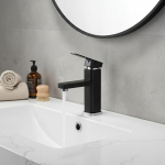 Robinets de salle de bains noirs/chromés, robinets mélangeurs chauds et froids, vanité salle de bains cuisine, robinets d&rsquo;évier de salle de bains montés sur le pont