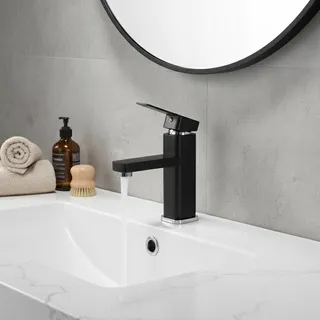 Robinets de salle de bains noirs/chromés