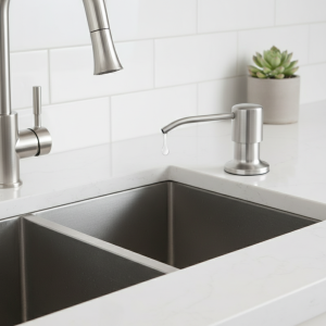 Distributeur de savon liquide pour évier, pompe en acier inoxydable de 500ML, bouteille de savon liquide, support d&rsquo;évier, bouteille distributrice de savon à pression manuelle, Kitch