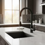 Robinets de cuisine noir à poignée unique, robinet de cuisine extractible, poignée monotrou pivotante à 360 degrés, mitigeur d&rsquo;eau, robinet mitigeur pulvérisateur