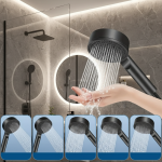 Pommeau de douche mélangeur d&rsquo;évier de salle de bains, 5 modes pour salle de bains, haute pression, économie d&rsquo;eau, douche à main pour Spa pressurisé