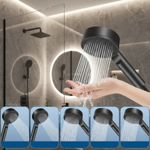 Pommeau de douche mélangeur d’évier de salle de bains, 5 modes pour salle de bains, haute pression, économie d’eau, douche à main pour Spa pressurisé Pommeau de douche mélangeur d’évier de salle de bains, 5 modes pour salle de bains, haute pression, économie d’eau, douche à main pour Spa pressurisé