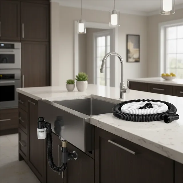Siphon évier flexible accordéon PVC ABS noir blanc coude…