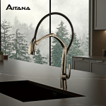 Pistolet en laiton de luxe avec affichage numérique, cuisine grise, induction intelligente, aspiration magnétique, conception nervurée, robinet d&rsquo;évier froid et chaud