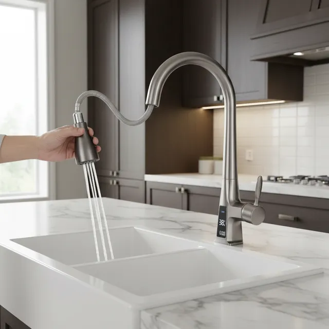 Robinet de cuisine extractible avec capteur