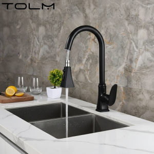TOLM-Robinet de cuisine, eau chaude et froide, Pulvérisateur à nervures vers le bas TOLM-Robinet de cuisine, eau chaude et froide, Pulvérisateur à nervures vers le bas