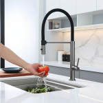 Robinet de cuisine robinets d&rsquo;évier robinets de pulvérisation en caoutchouc extractible en acier inoxydable 304 mélangeur de cuisine rotatif grue de robinet d&rsquo;eau