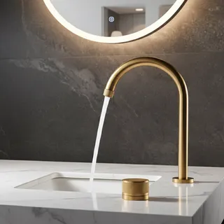 Robinet de lavabo en or brossé
