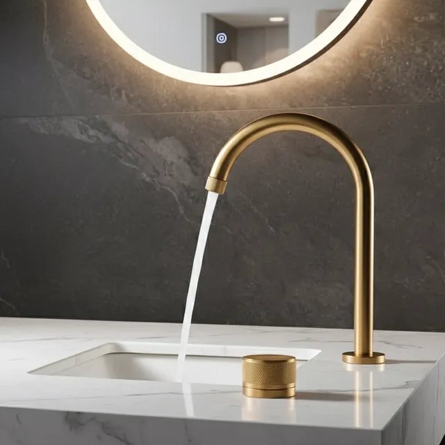 Robinet de lavabo en or brossé
