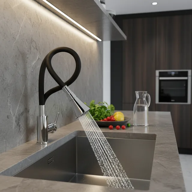Robinet de cuisine mural Flexible rotatif à 360 degrés