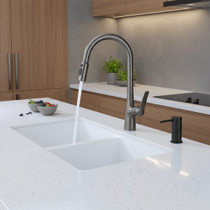 Pistolet de cuisine gris, robinet de cuisine gris, robinet d&rsquo;évier chaud et froid, évier domestique, robinet noir G1/2G3/8