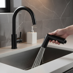 Tête de Pulvérisation pour Robinet de Cuisine, Bec de Remplacement, T-shirts d&rsquo;Eau, Noir