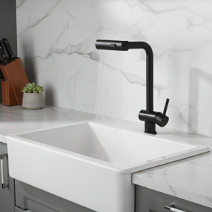 Cascade retirer robinet de cuisine monté sur le pont chaud froid tirer vers le bas évier de cuisine mitigeur noir pluie robinets mélangeurs de cuisine